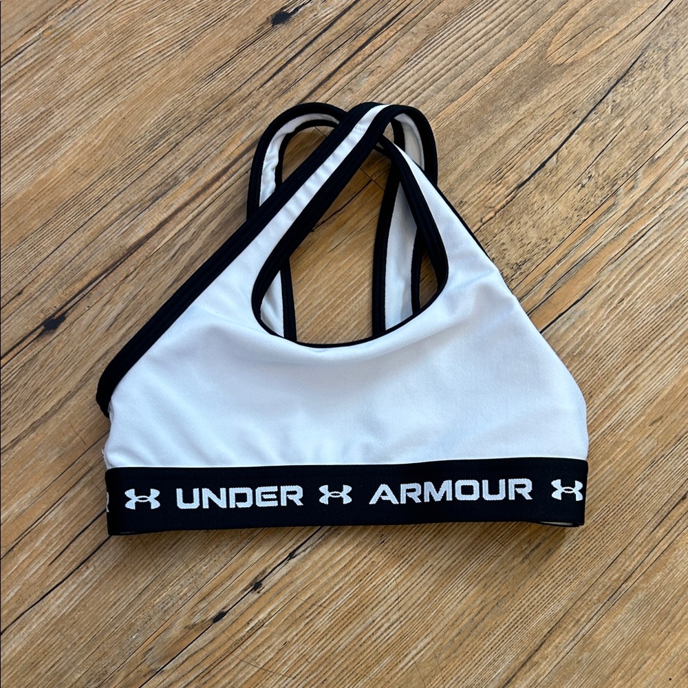 Under Armour Black and White Athletic Bra YS